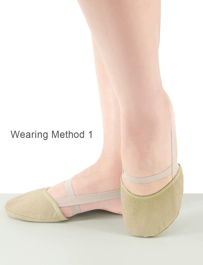 Daydance أحذية الجمباز للبنات من دايدانس، أحذية نصف أصابع من الألياف الدقيقة للأطفال باللون تان - Image 2